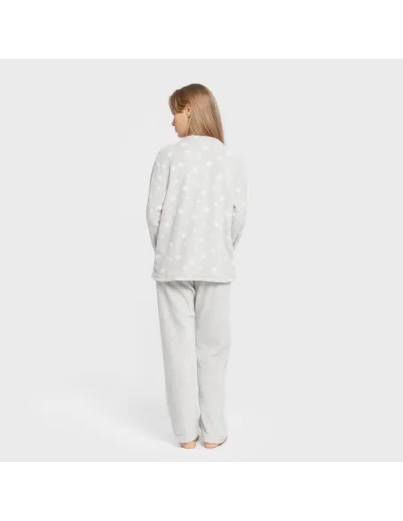 Pijama coral Cosmo cinza pérola pijama-inverno-mulher