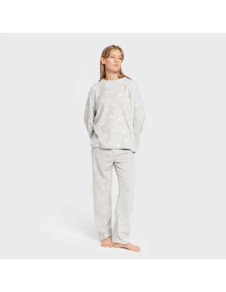 Pijama coral Cosmo cinza pérola pijama-inverno-mulher