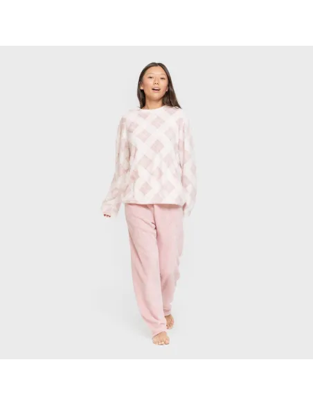Pijama coral Cuadro Guima rosa pijama-inverno-mulher