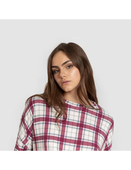 Pijama comprido Secret mujer Cuadro Dalis bordeaux pijamas-compridos-de-mulher