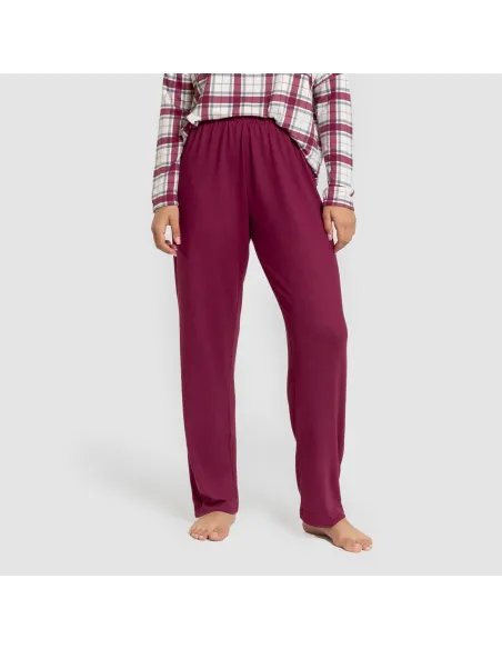 Pijama comprido Secret mujer Cuadro Dalis bordeaux pijamas-compridos-de-mulher