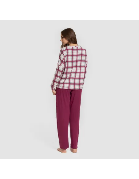 Pijama comprido Secret mujer Cuadro Dalis bordeaux pijamas-compridos-de-mulher