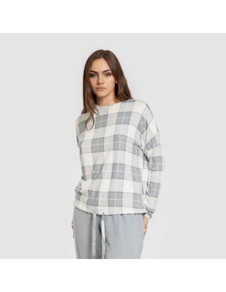 Pijama comprido Secret mulher Cuadro Guima azul indigo pijamas-compridos-de-mulher