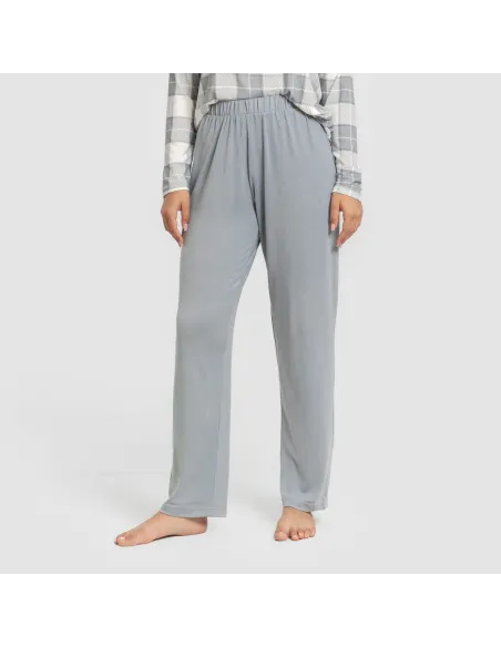 Pijama comprido Secret mulher Cuadro Guima azul indigo pijamas-compridos-de-mulher