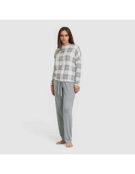 Pijama comprido Secret mulher Cuadro Guima azul indigo pijamas-compridos-de-mulher
