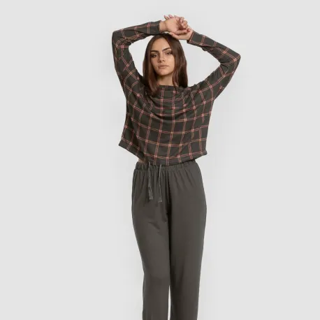 Pijama comprido Secret mulher Cuadro Nelby verde caça pijamas-compridos-de-mulher