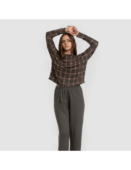 Pijama comprido Secret mulher Cuadro Nelby verde caça pijamas-compridos-de-mulher