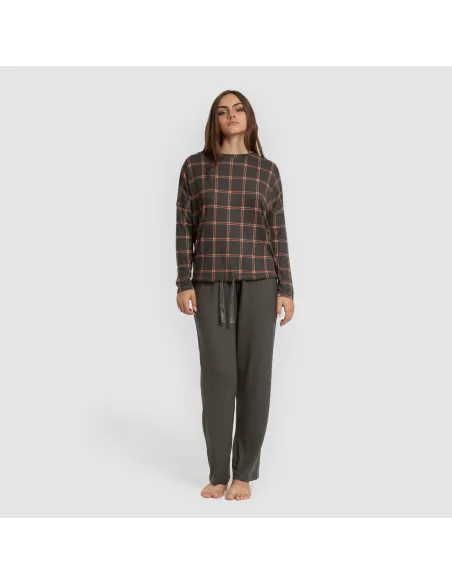 Pijama comprido Secret mulher Cuadro Nelby verde caça pijamas-compridos-de-mulher