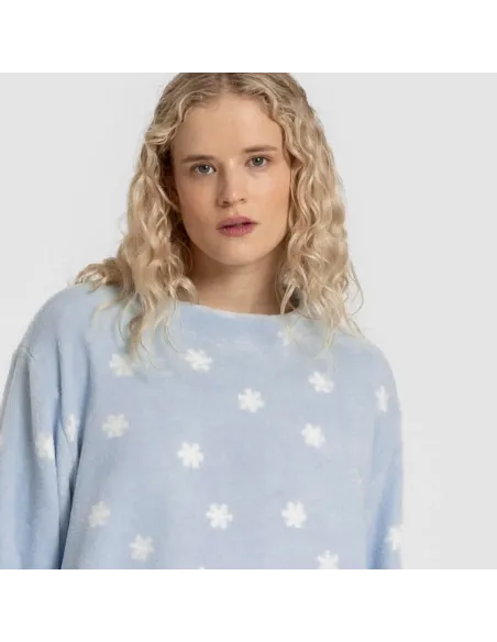 Pijama coral Snow celeste pijama-inverno-mulher