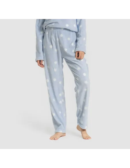 Pijama coral Snow celeste pijama-inverno-mulher