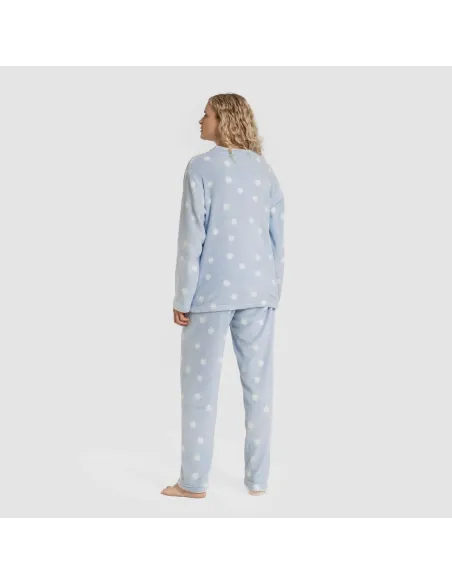 Pijama coral Snow celeste pijama-inverno-mulher