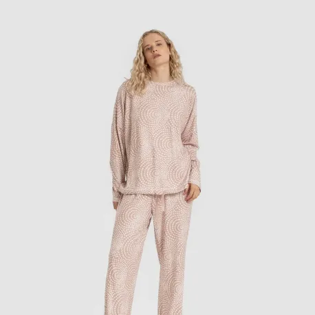 Pijama comprido Secret mulher Katy malva rosa pijamas-compridos-de-mulher