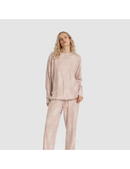 Pijama comprido Secret mulher Katy malva rosa pijamas-compridos-de-mulher