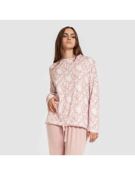 Pijama comprido Secret mulher Amira rosette pijamas-compridos-de-mulher