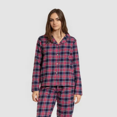Pijama franela com lapela mulher Cuadro Hemerito azul pijama-inverno-mulher