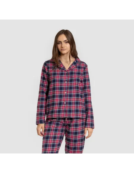 Pijama franela com lapela mulher Cuadro Hemerito azul pijama-inverno-mulher