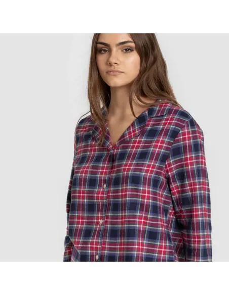 Pijama franela com lapela mulher Cuadro Hemerito azul pijama-inverno-mulher