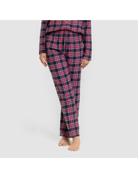 Pijama franela com lapela mulher Cuadro Hemerito azul pijama-inverno-mulher
