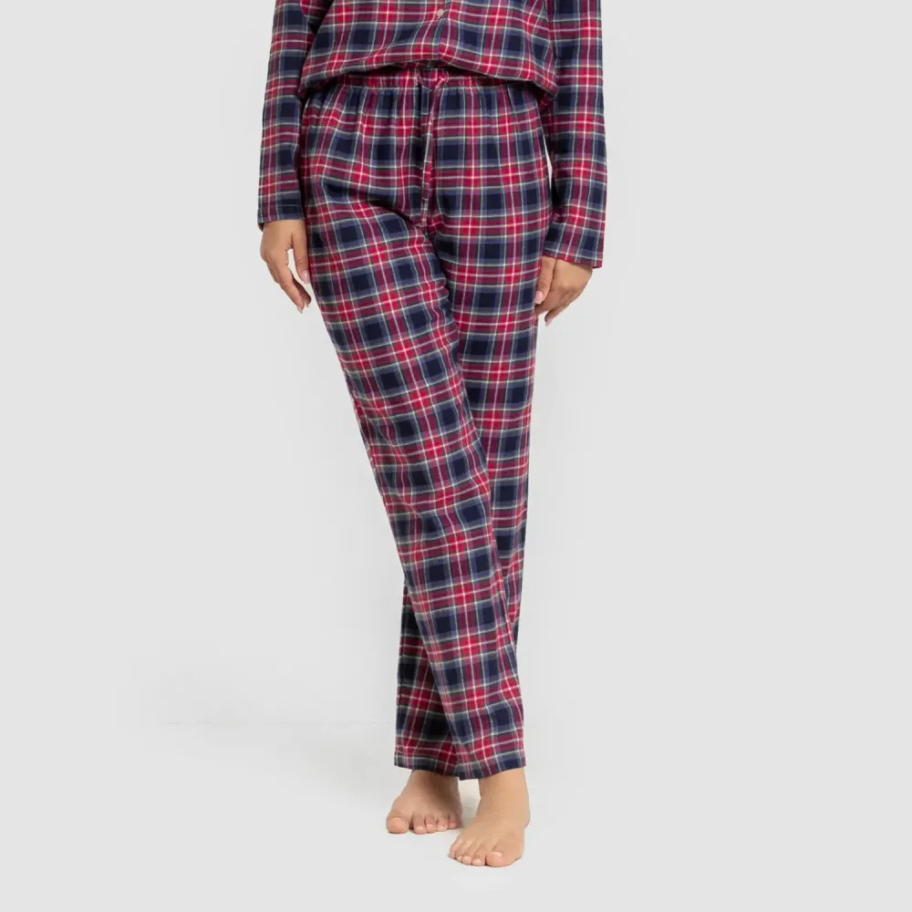 Pijama franela com lapela mulher Cuadro Hemerito azul pijama-inverno-mulher