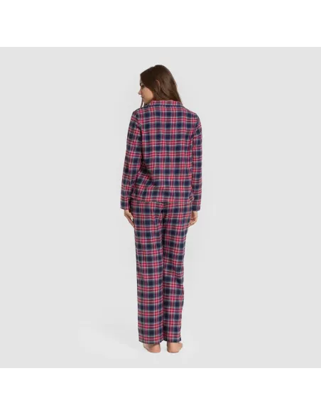 Pijama franela com lapela mulher Cuadro Hemerito azul pijama-inverno-mulher