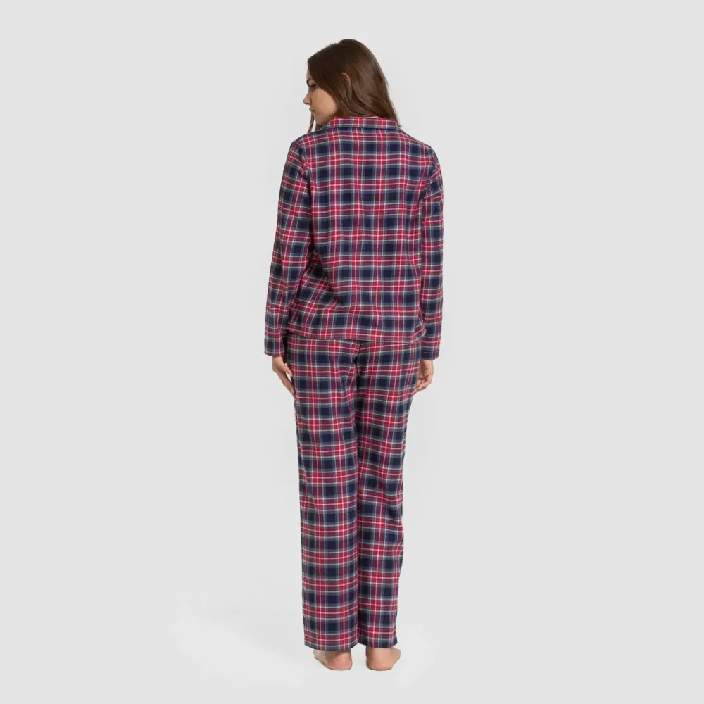 Pijama franela com lapela mulher Cuadro Hemerito azul pijama-inverno-mulher