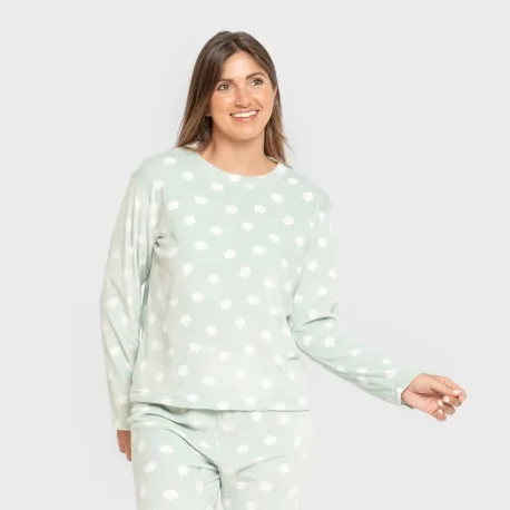 Pijama veludo super soft mulher Dula verde tiffany pijama-inverno-mulher