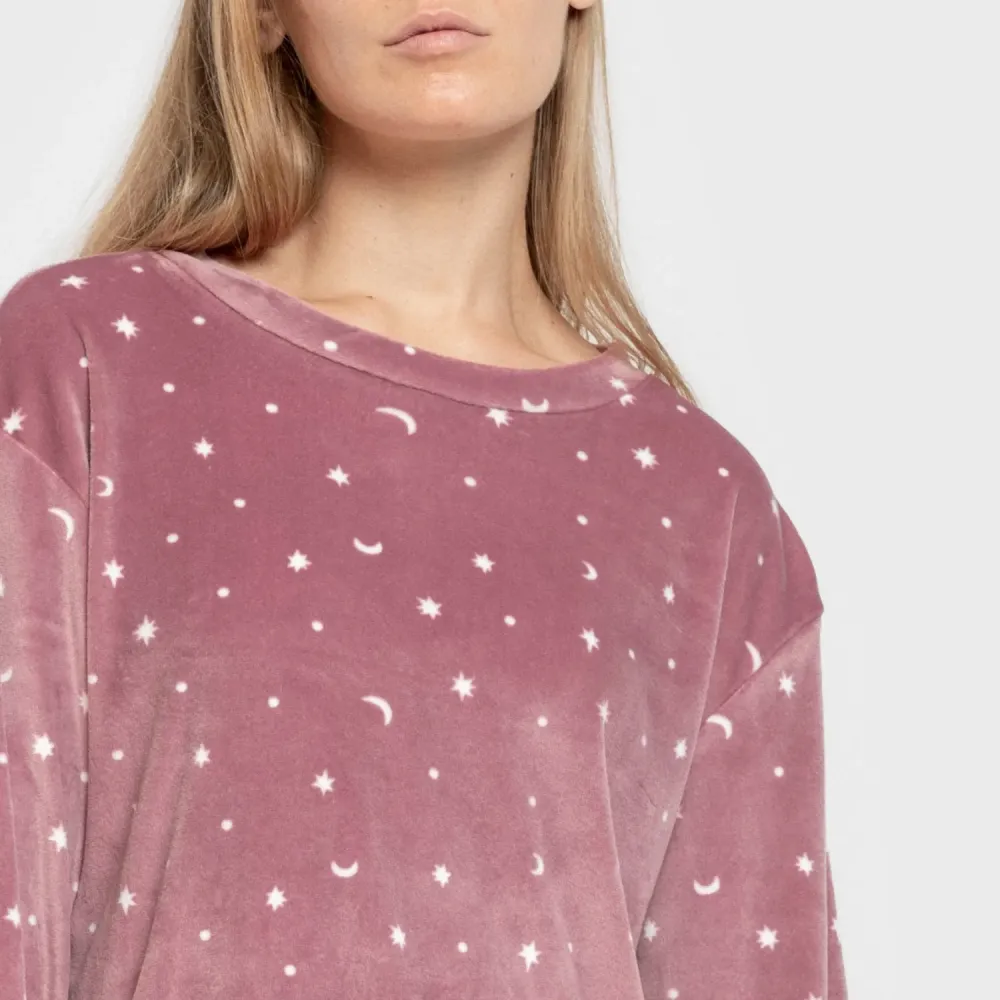 Pijama veludo super soft mulher Ambarina malva rosa pijama-inverno-mulher