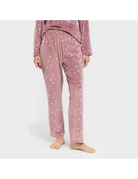 Pijama veludo super soft mulher Ambarina malva rosa pijama-inverno-mulher