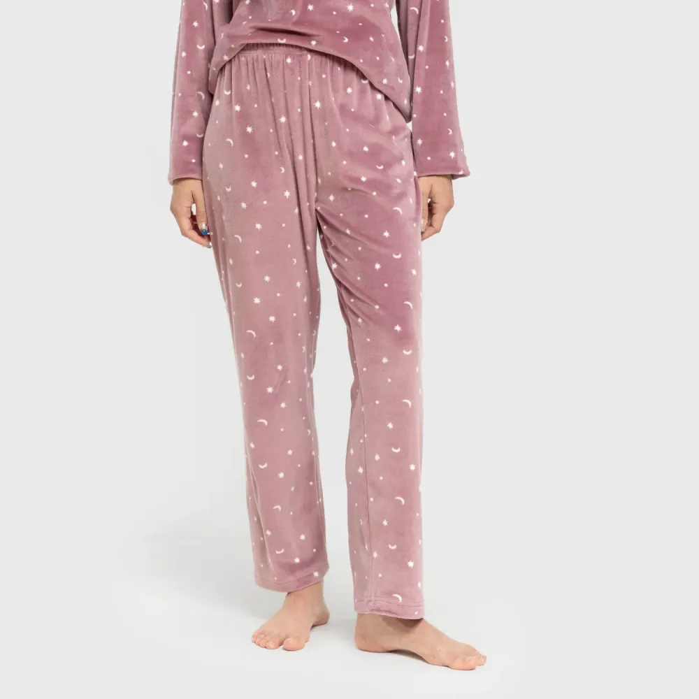 Pijama veludo super soft mulher Ambarina malva rosa pijama-inverno-mulher