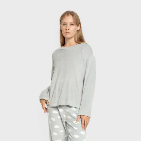 Pijama veludo super soft mulher Nubecita verde tiffany pijama-inverno-mulher
