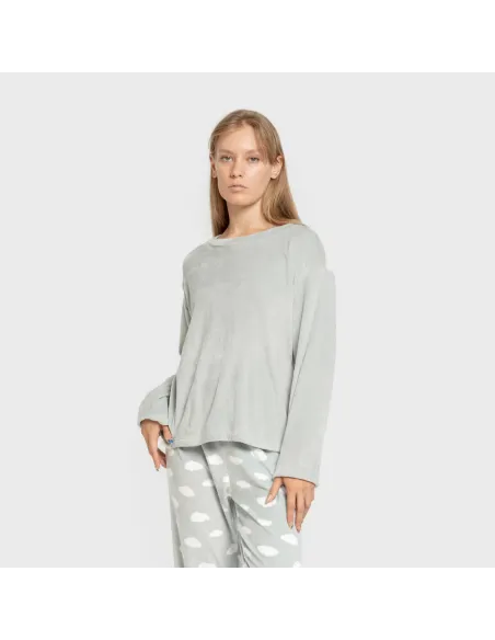 Pijama veludo super soft mulher Nubecita verde tiffany pijama-inverno-mulher