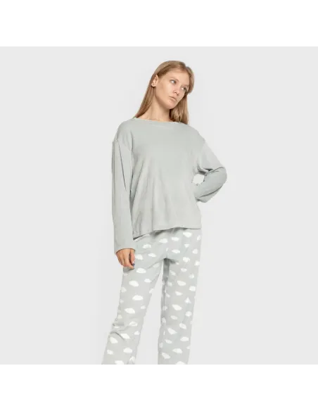 Pijama veludo super soft mulher Nubecita verde tiffany pijama-inverno-mulher