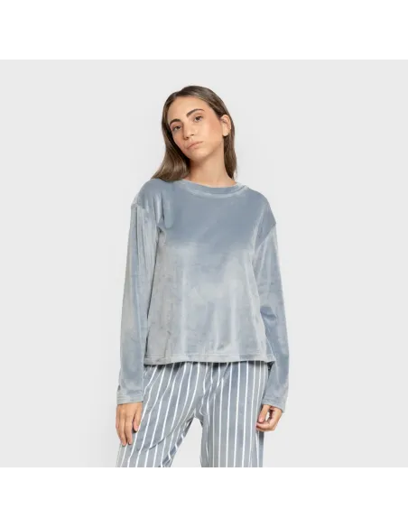 Pijama veludo super soft mulher Raya Astria indigo pijama-inverno-mulher