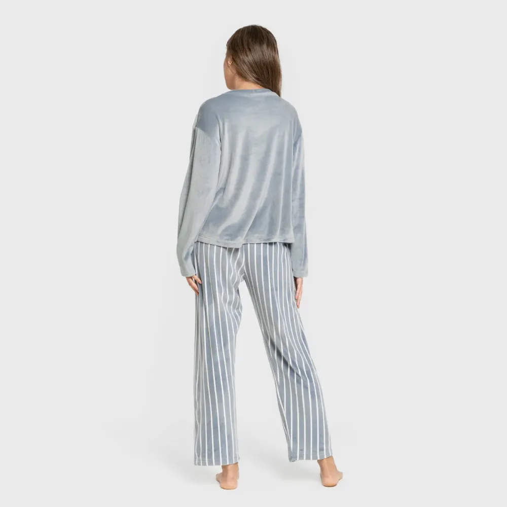 Pijama veludo super soft mulher Raya Astria indigo pijama-inverno-mulher