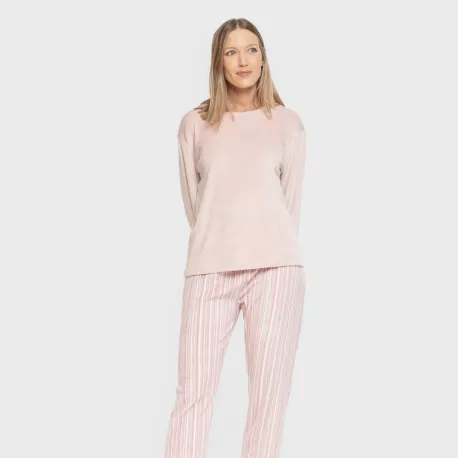 Pijama veludo super soft mulher Raya Oli malva rosa pijama-inverno-mulher