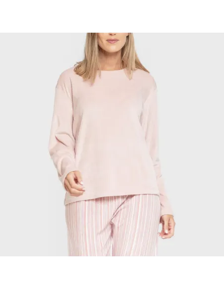 Pijama veludo super soft mulher Raya Oli malva rosa pijama-inverno-mulher