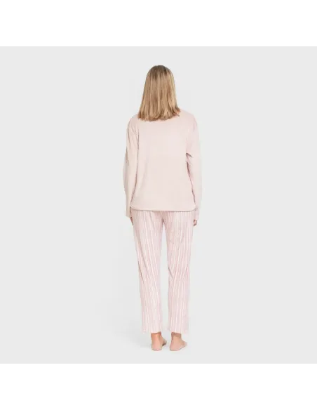 Pijama veludo super soft mulher Raya Oli malva rosa pijama-inverno-mulher