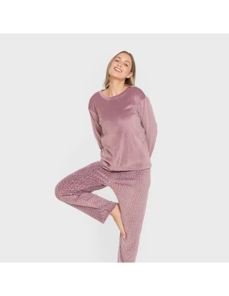 Pijama veludo super soft mulher Lolenda berinjela pijama-inverno-mulher