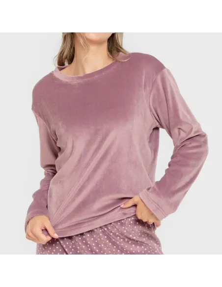 Pijama veludo super soft mulher Lolenda berinjela pijama-inverno-mulher