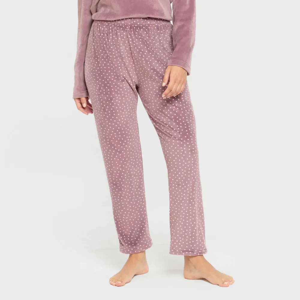 Pijama veludo super soft mulher Lolenda berinjela pijama-inverno-mulher