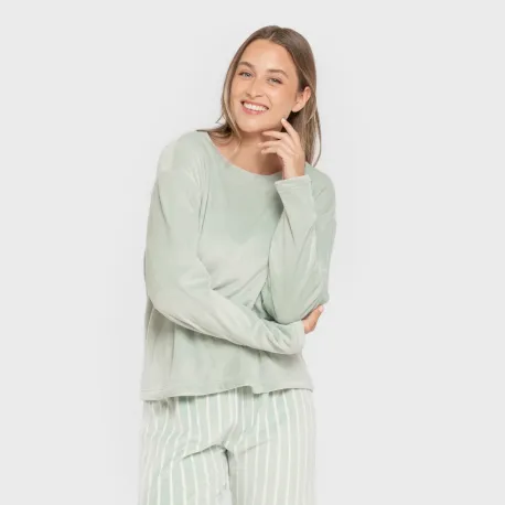 Pijama veludo super soft mulher Raya Astria verde tiffany pijama-inverno-mulher