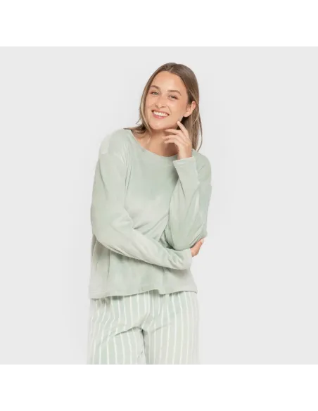 Pijama veludo super soft mulher Raya Astria verde tiffany pijama-inverno-mulher