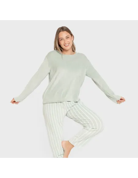 Pijama veludo super soft mulher Raya Astria verde tiffany pijama-inverno-mulher
