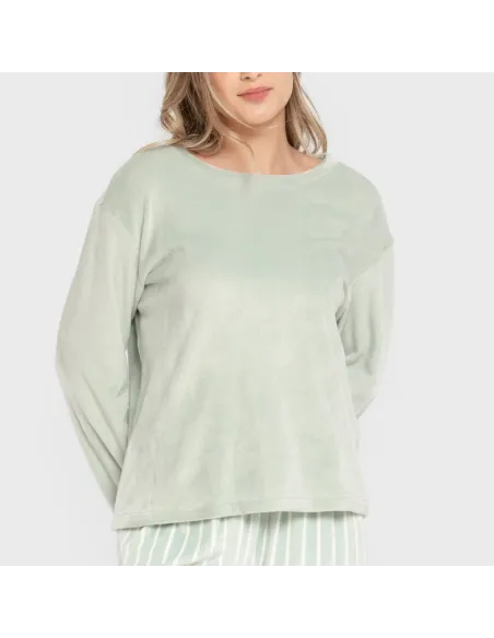 Pijama veludo super soft mulher Raya Astria verde tiffany pijama-inverno-mulher