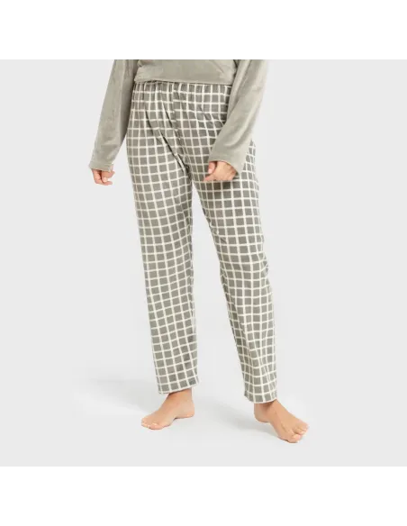 Pijama veludo super soft mulher Cuadro Roberto verde caça pijama-inverno-mulher