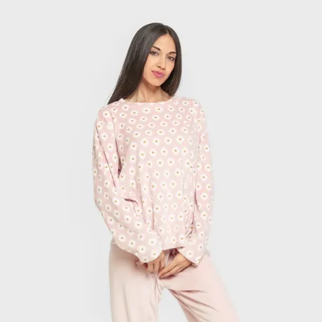Pijama veludo super soft mulher Joy rosa palo pijama-inverno-mulher