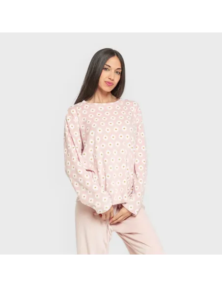 Pijama veludo super soft mulher Joy rosa palo pijama-inverno-mulher