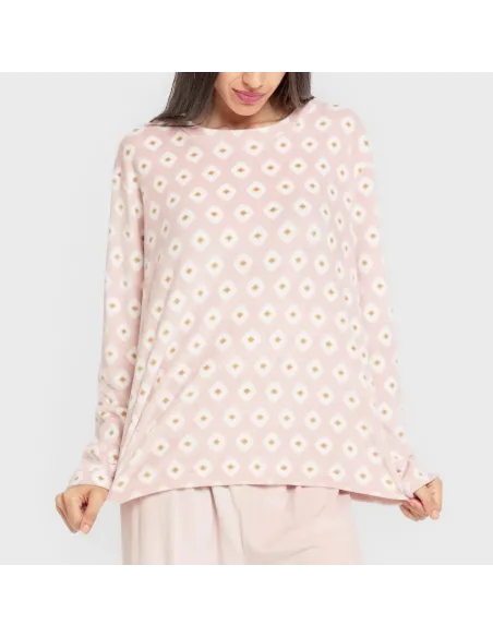 Pijama veludo super soft mulher Joy rosa palo pijama-inverno-mulher