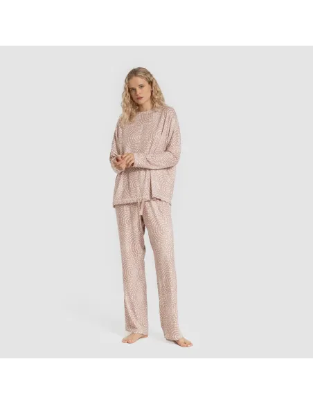 Pijama comprido Secret mulher Katy malva rosa pijamas-compridos-de-mulher