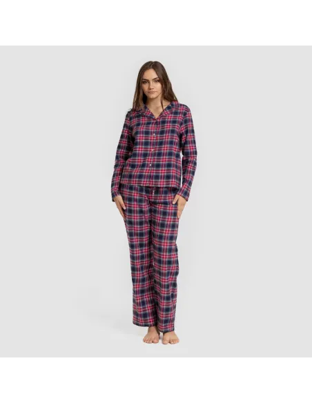 Pijama franela com lapela mulher Cuadro Hemerito azul pijama-inverno-mulher
